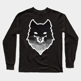 Wolf head moon stars silhouette Long Sleeve T-Shirt